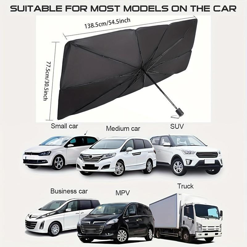 Foldable Anti-Uv Windshield Sunshade, Multipurpose Car Front Window Heat Protective Umbrella for Sedan Suvs, Car Exterior Accessories, Portable Retractable Durable Sun Shade, Windscreen Shade Cover