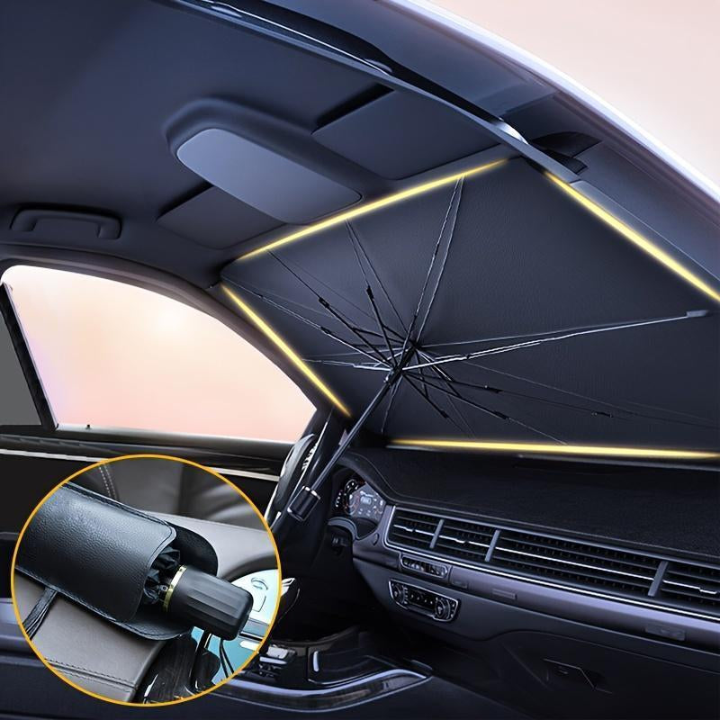 Foldable Anti-Uv Windshield Sunshade, Multipurpose Car Front Window Heat Protective Umbrella for Sedan Suvs, Car Exterior Accessories, Portable Retractable Durable Sun Shade, Windscreen Shade Cover